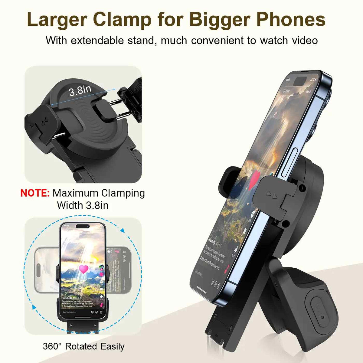 2-in-1 Phone Stand & Ring Remote — Wireless Page Turner & Camera Shutter