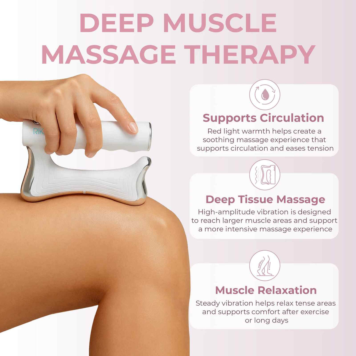 Heat, vibration, and EMS for body care.