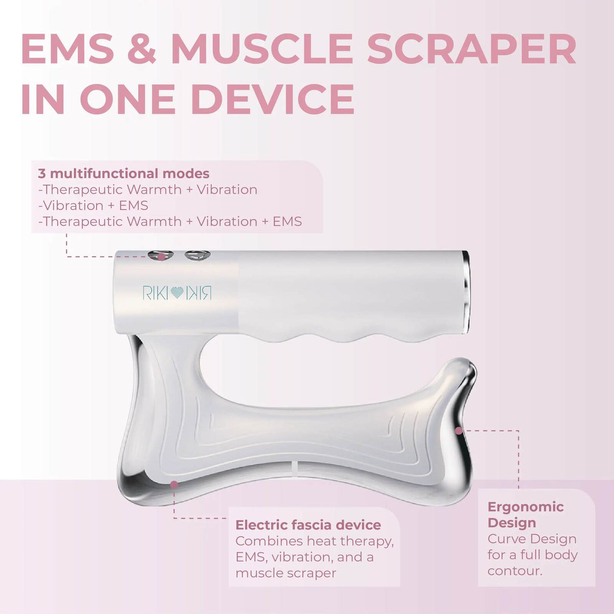 Heat, vibration, and EMS for body care.