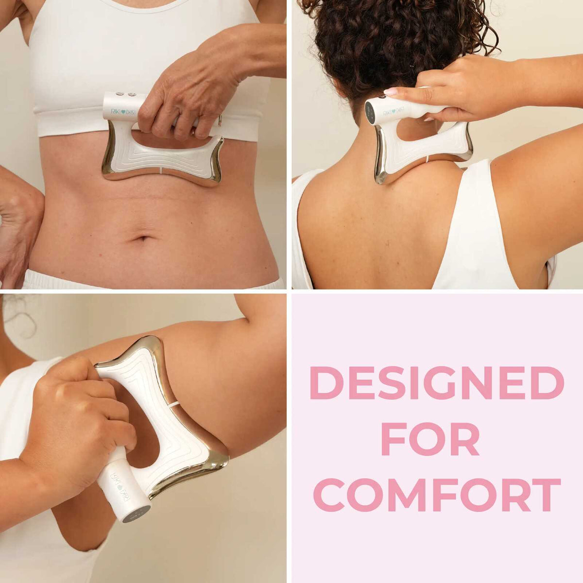Heat, vibration, and EMS for body care.