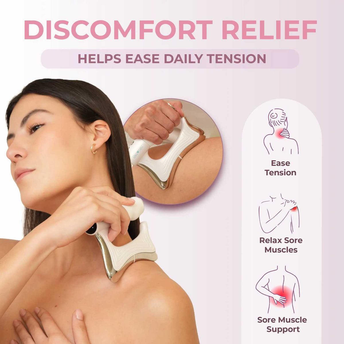 Heat, vibration, and EMS for body care.