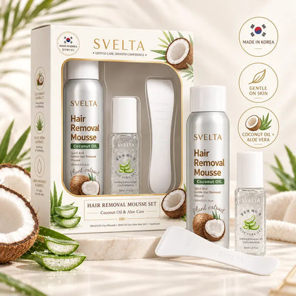 SilkEase Bikini Hair Removal Kit – Gentle Cream & Mousse with Aloe & Coconut Oil