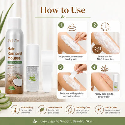 SilkEase Bikini Hair Removal Kit – Gentle Cream & Mousse with Aloe & Coconut Oil