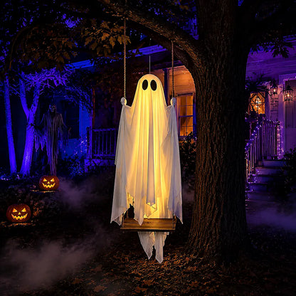 PhantomSwing 5FT Hanging Ghost – Remote-Control LED Halloween Decor