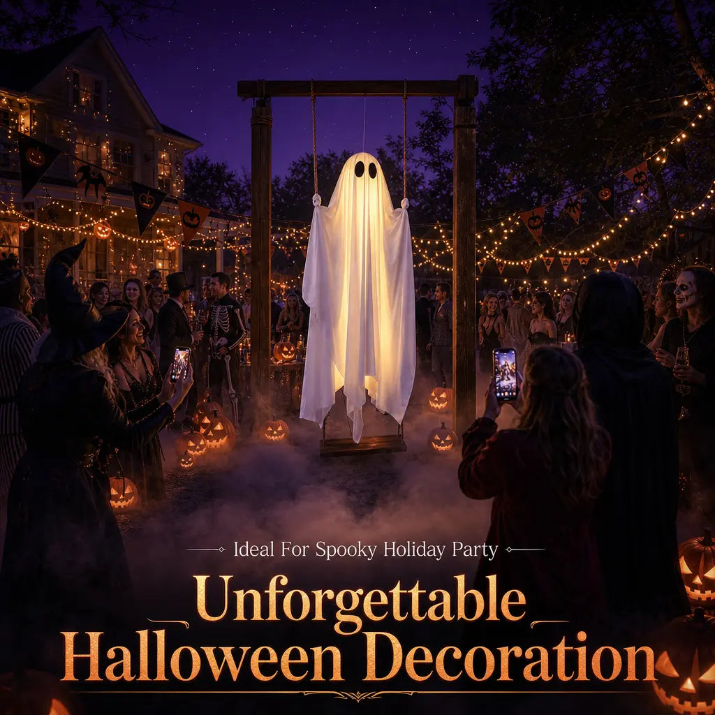 PhantomSwing 5FT Hanging Ghost – Remote-Control LED Halloween Decor