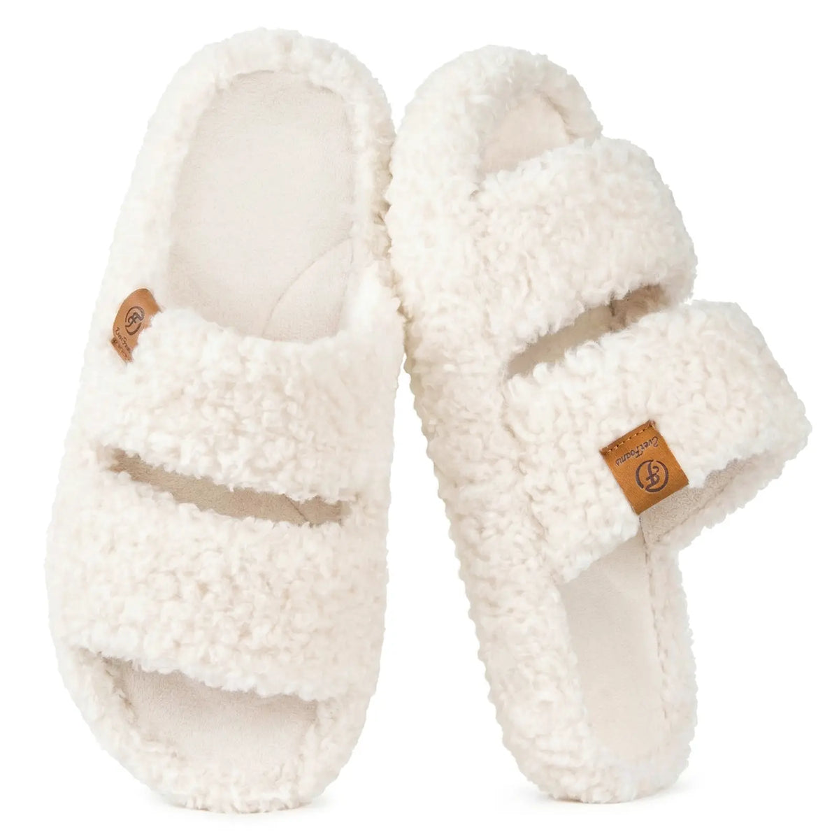 CloudStep Fuzzy Open-Toe Slippers – Soft Memory Foam Cozy Slides