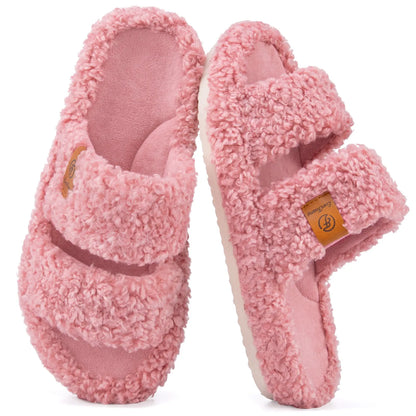 CloudStep Fuzzy Open-Toe Slippers – Soft Memory Foam Cozy Slides