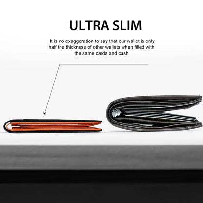 VaultSlim RFID Leather Wallet – Bifold Card Holder with Carbon Fiber Money Clip