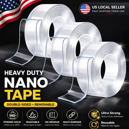 NanoGrip Pro Double-Sided Tape – 10.5FT Extra-Thick Transparent Reusable Mounting Tape
