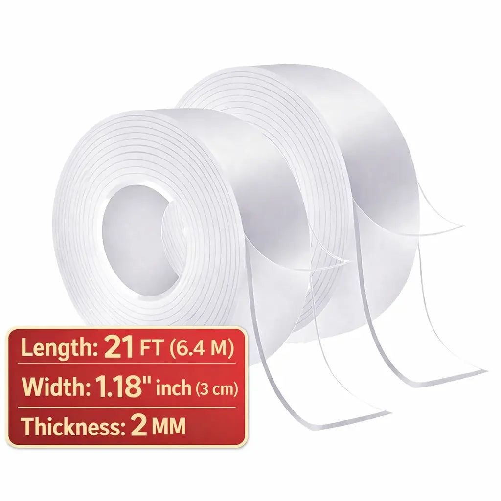 NanoGrip Pro Double-Sided Tape – 10.5FT Extra-Thick Transparent Reusable Mounting Tape