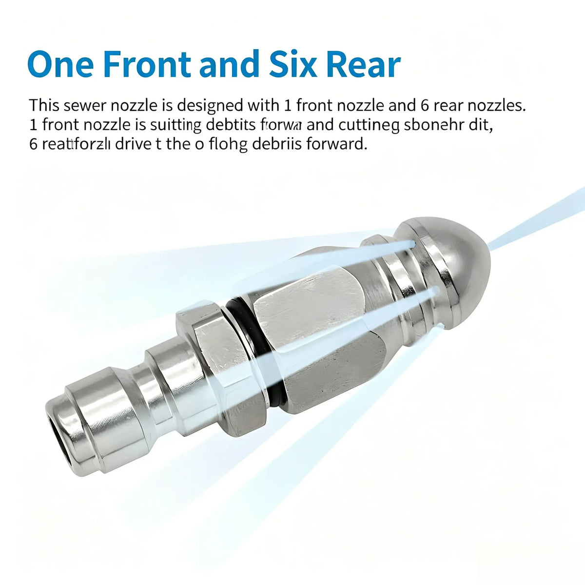 Sewer Jetter Nozzle / 5000 PSI / Stainless Steel / 1/4" Quick Connect