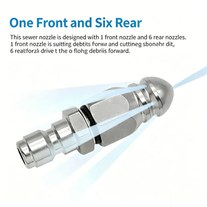 Sewer Jetter Nozzle / 5000 PSI / Stainless Steel / 1/4" Quick Connect