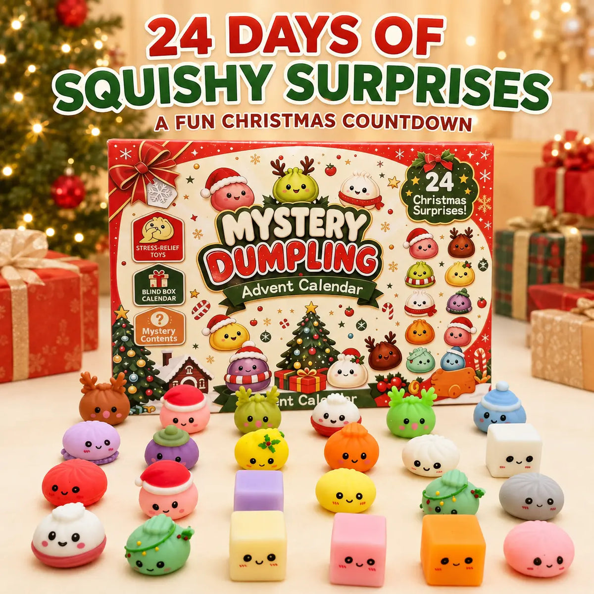 SquishyJoy Christmas Advent Calendar 2026 – 24-Day Mini Dumpling Surprise Toys