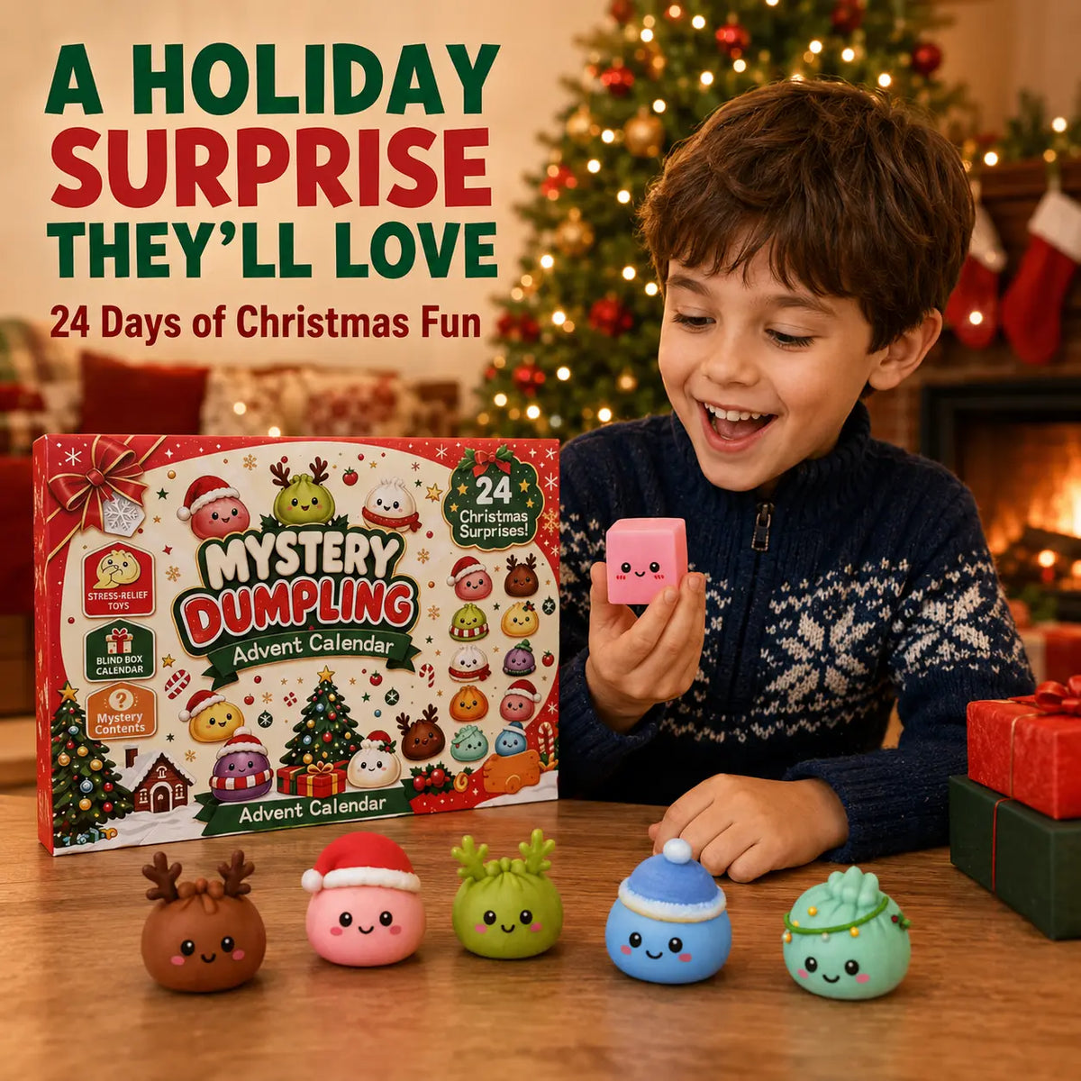 SquishyJoy Christmas Advent Calendar 2026 – 24-Day Mini Dumpling Surprise Toys