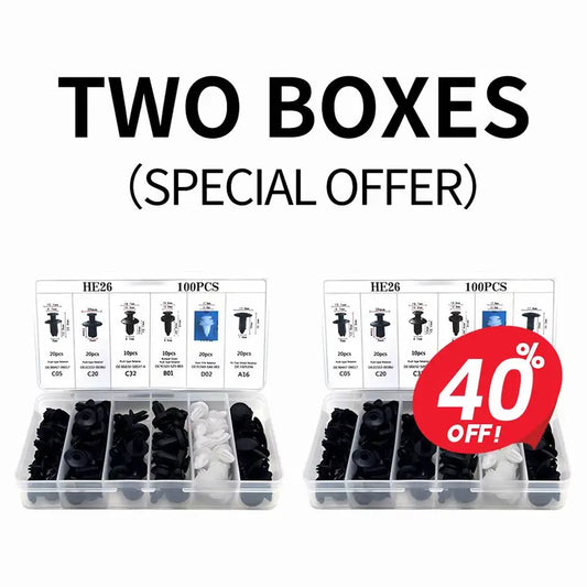 AutoClip Pro 100-Piece Fastener Set – 6-Type Universal Fender & Mudguard Retainer Kit