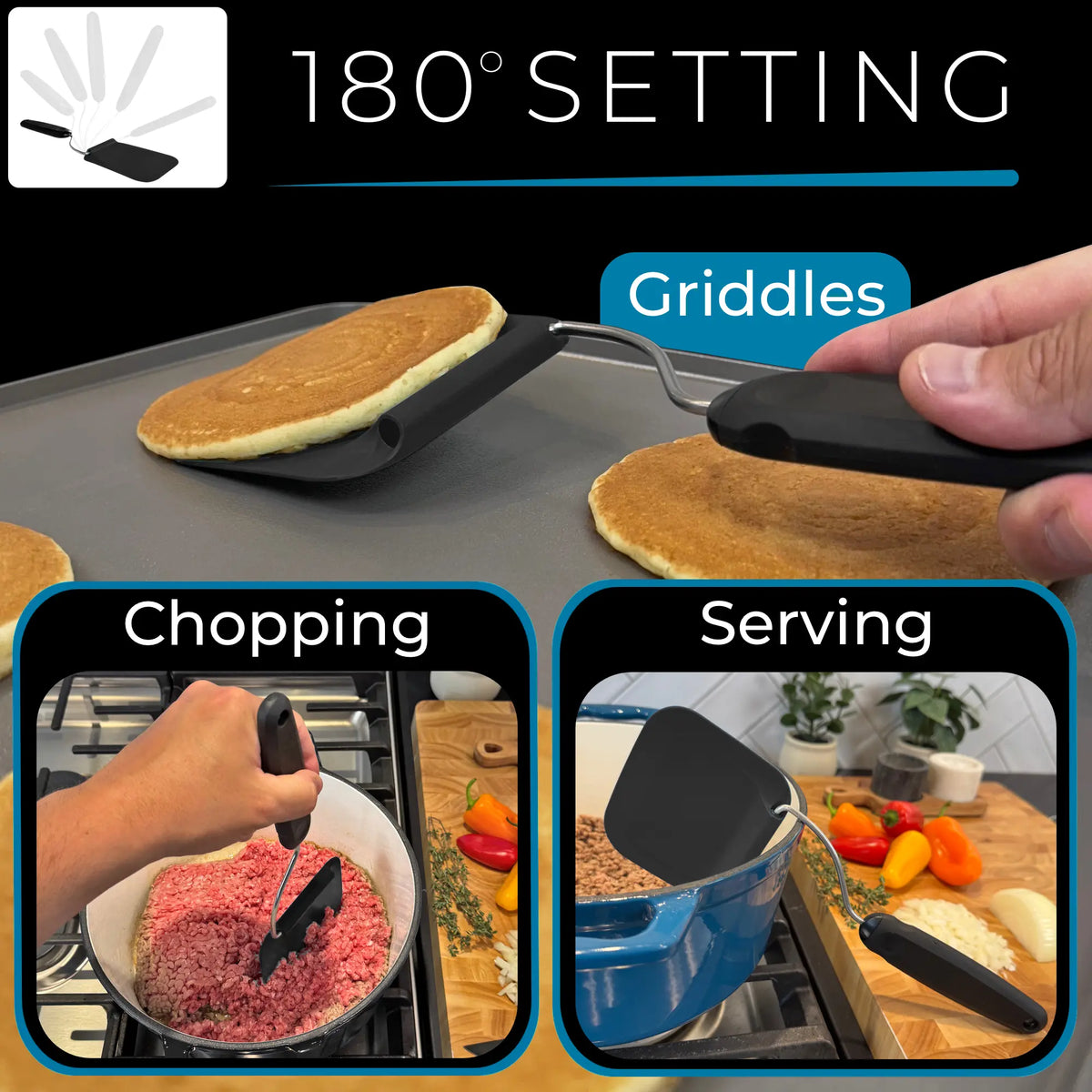 FlexTurn Adjustable Spatula – 2-Head Multi-Angle Kitchen Turner