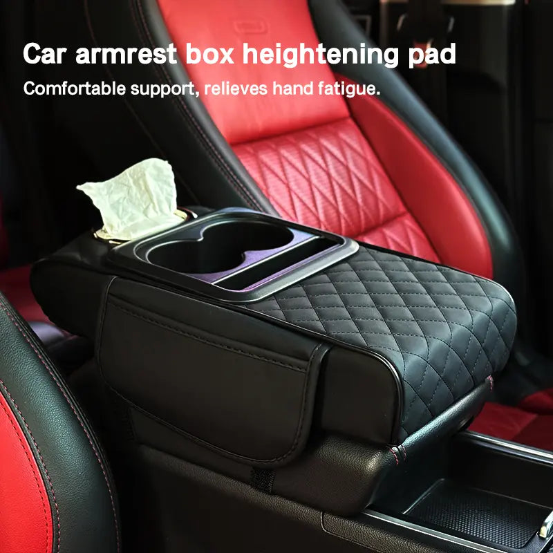 ConsoleMate 5-in-1 Car Armrest Organizer – Cushion, Storage & Cup Holder