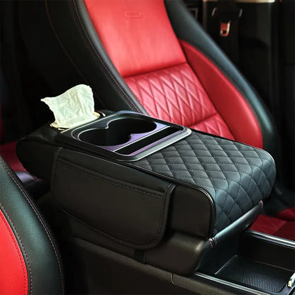 ConsoleMate 5-in-1 Car Armrest Organizer – Cushion, Storage & Cup Holder