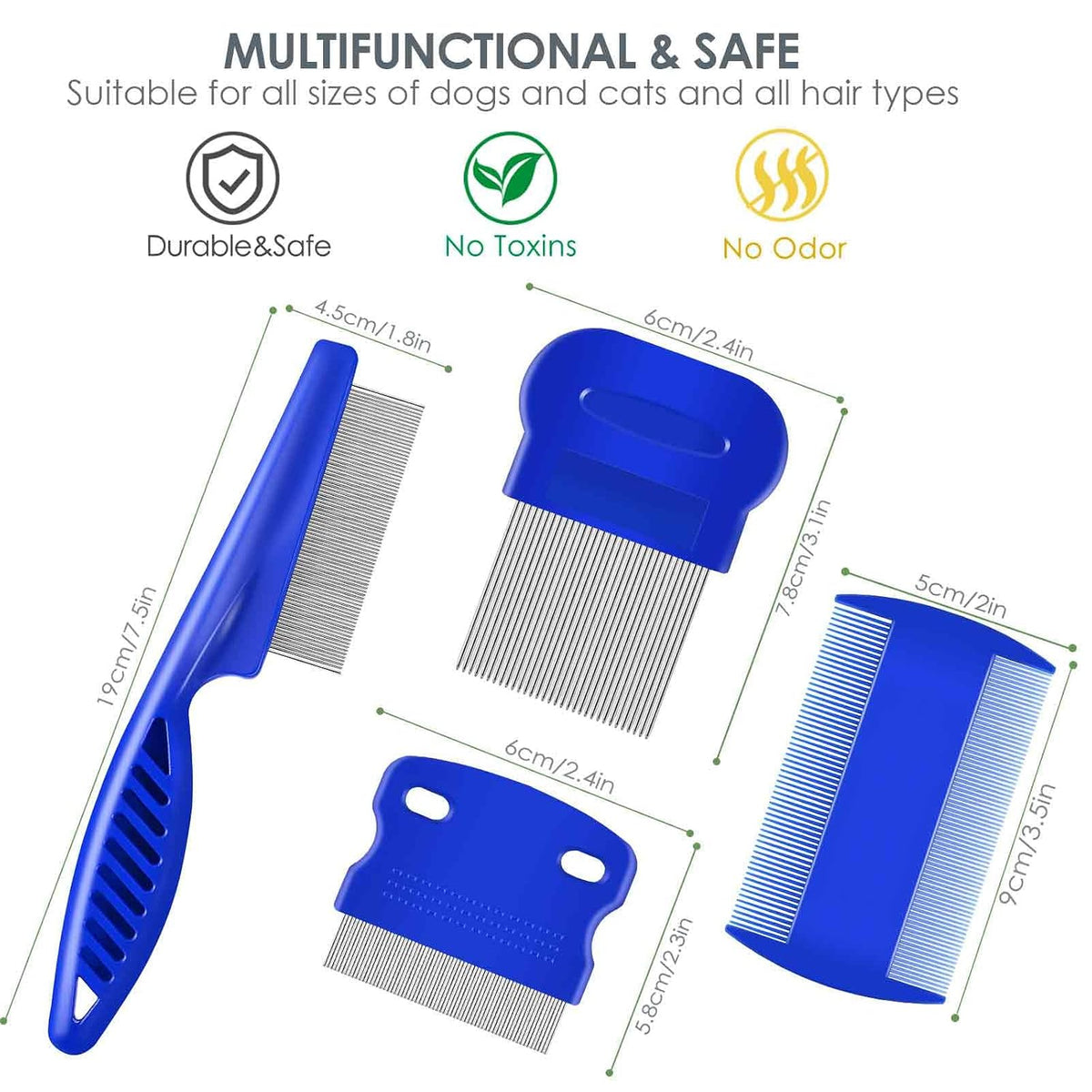 PawGroom 4-Pack Stainless Steel Pet Comb Set – Double-Sided Grooming & Dematting Tools