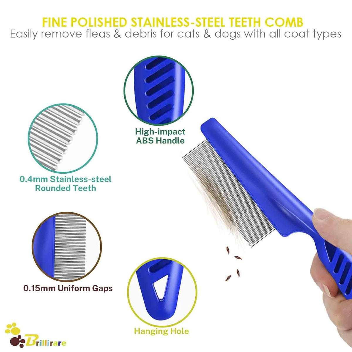 PawGroom 4-Pack Stainless Steel Pet Comb Set – Double-Sided Grooming & Dematting Tools