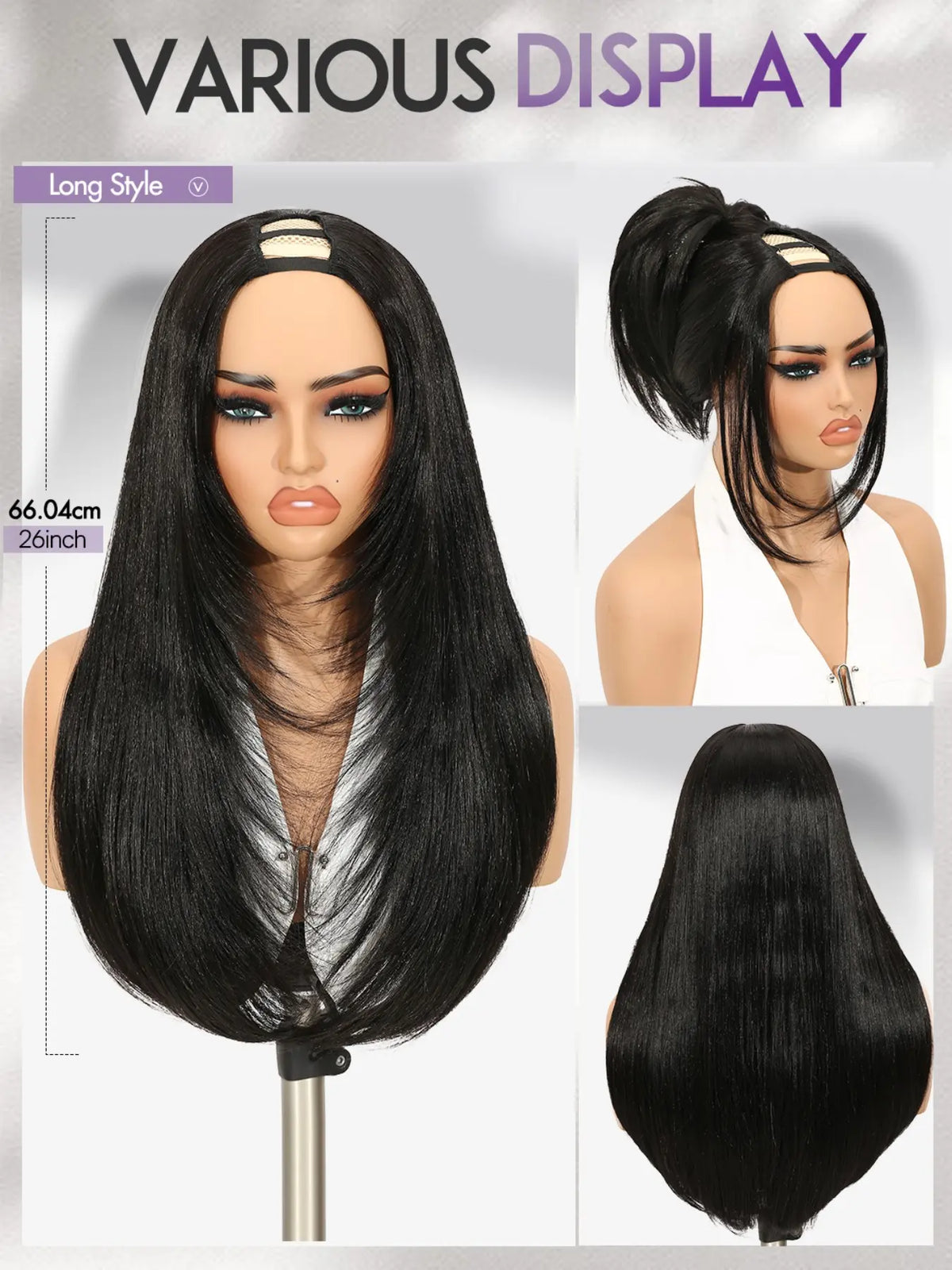 SilkBlend Yaki Straight U-Part Wig – Layered Glueless Natural-Look Half Wig