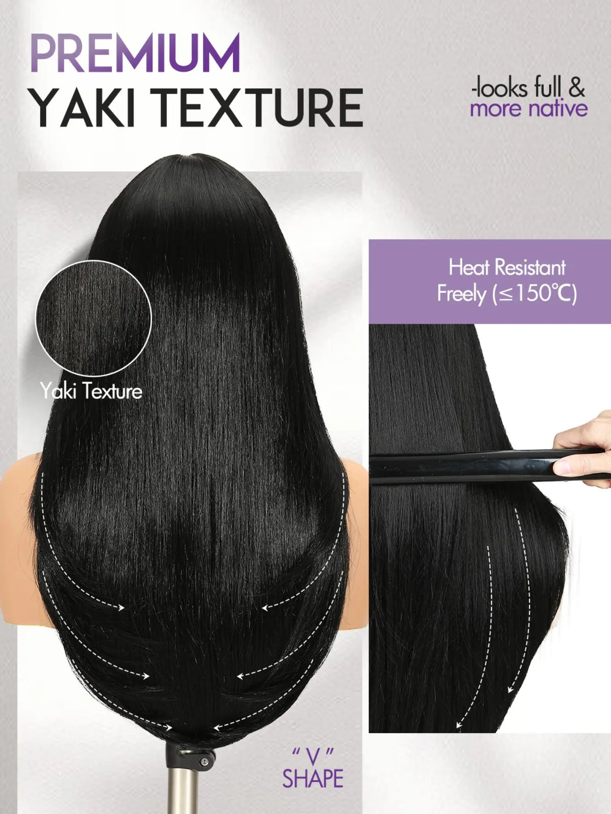 SilkBlend Yaki Straight U-Part Wig – Layered Glueless Natural-Look Half Wig