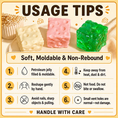 CheesePop Squishy Cube – Soft ASMR Sensory Stress Relief Toy