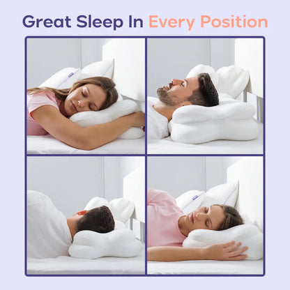 CloudContour Memory Foam Pillow – Dual-Height Ergonomic Support + Free Cooling Pillowcase