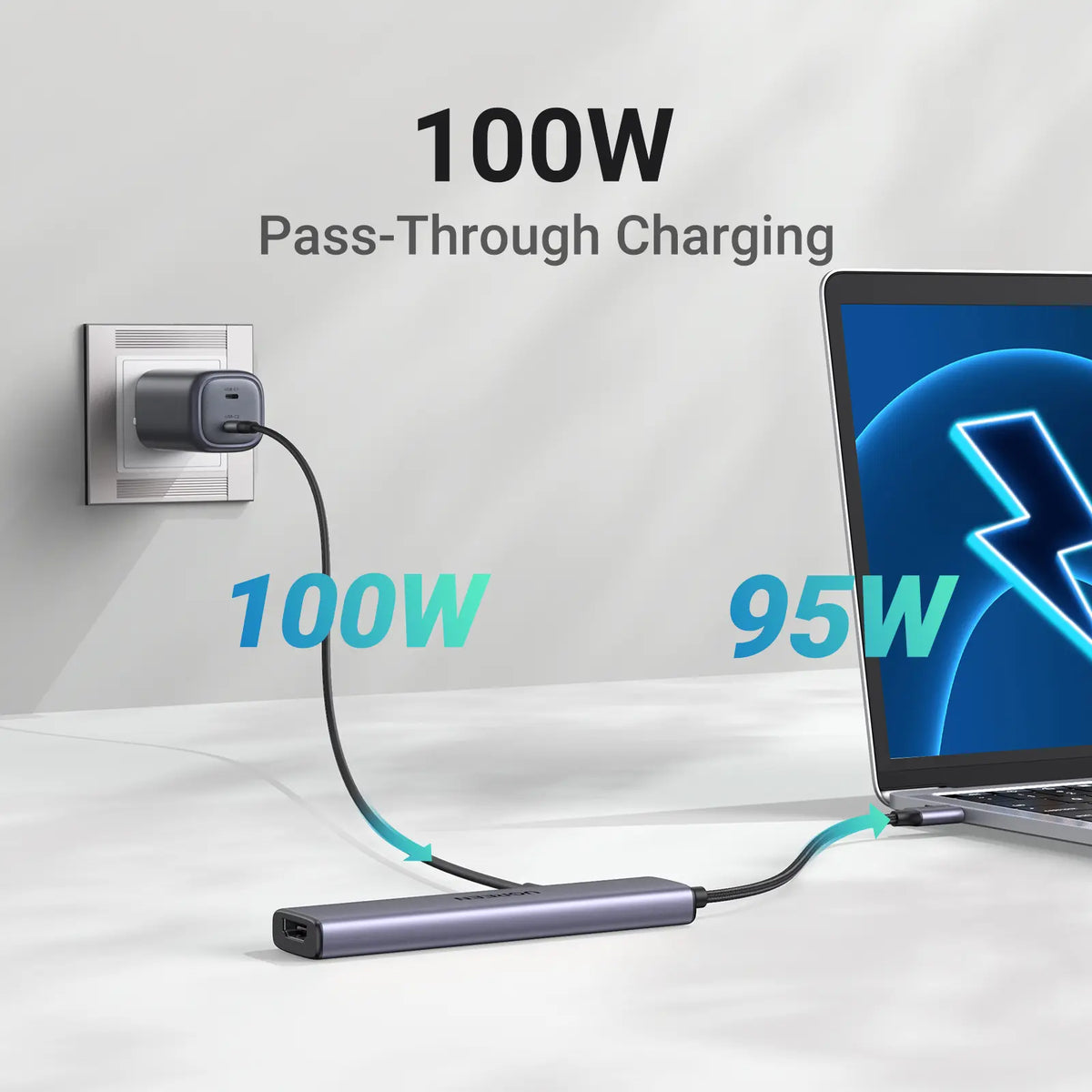 PortMate 5-in-1 USB-C Hub – 4K Display & 100W Fast Charging Adapter