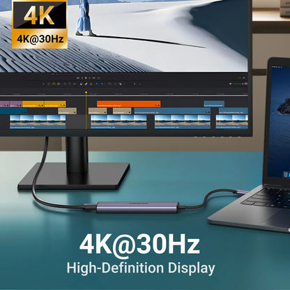 PortMate 5-in-1 USB-C Hub – 4K Display & 100W Fast Charging Adapter