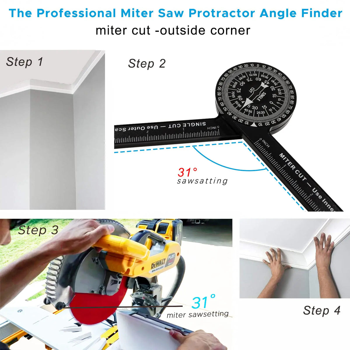 AnglePro 7-Inch Aluminum Miter Saw Protractor – Precision Angle Finder