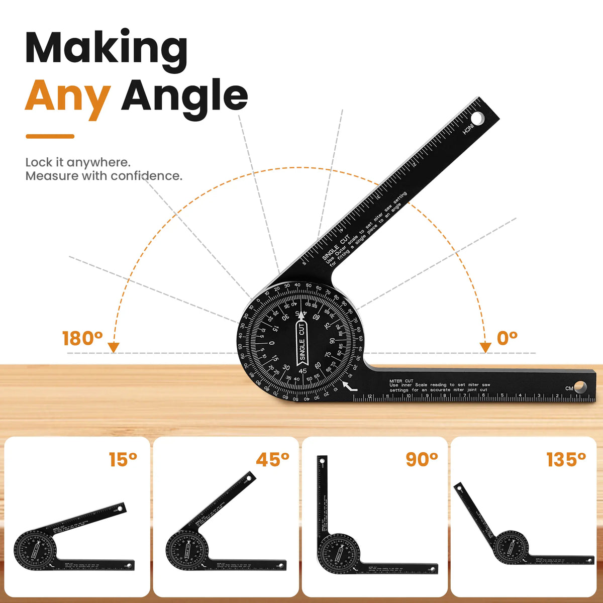 AnglePro 7-Inch Aluminum Miter Saw Protractor – Precision Angle Finder