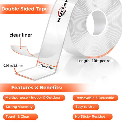 ClearBond Double-Sided Gel Tape – 10FT Removable High-Strength Adhesive