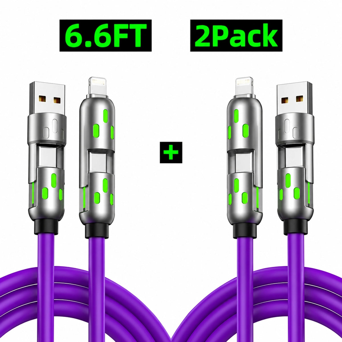 FlexLink 4-in-1 Fast Charging Cable – 6.6FT USB-C Multi-Connector Cord