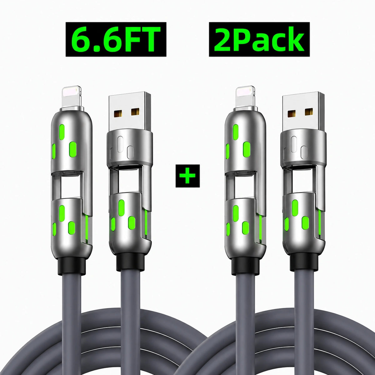 FlexLink 4-in-1 Fast Charging Cable – 6.6FT USB-C Multi-Connector Cord