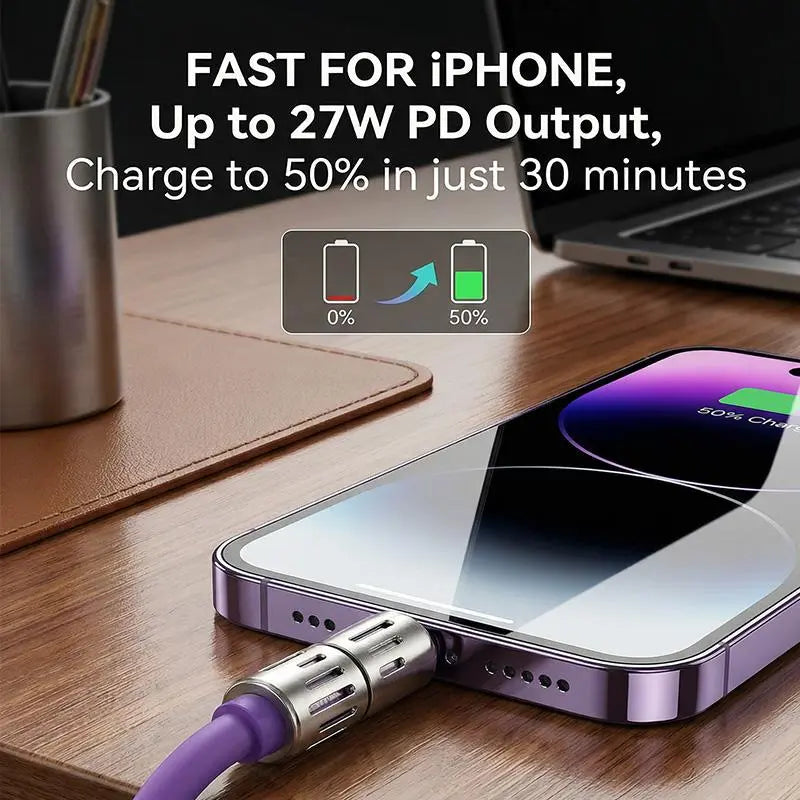 FlexLink 4-in-1 Fast Charging Cable – 6.6FT USB-C Multi-Connector Cord