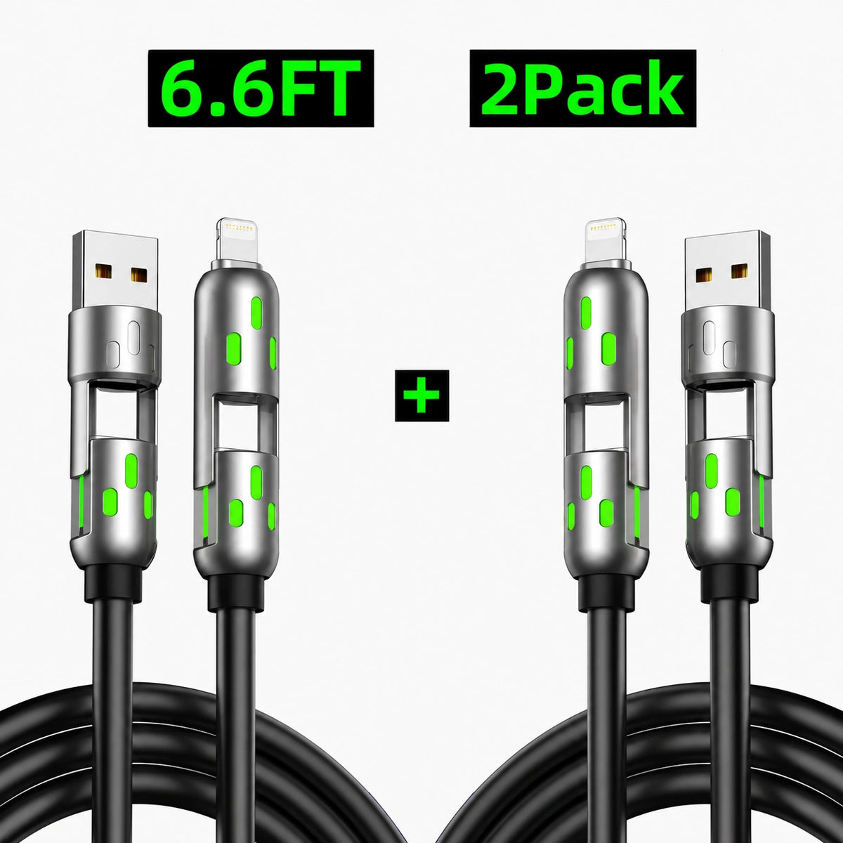 FlexLink 4-in-1 Fast Charging Cable – 6.6FT USB-C Multi-Connector Cord
