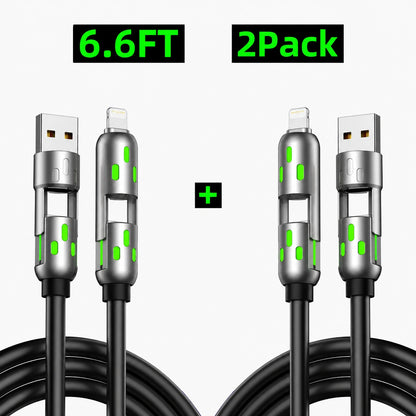 FlexLink 4-in-1 Fast Charging Cable – 6.6FT USB-C Multi-Connector Cord