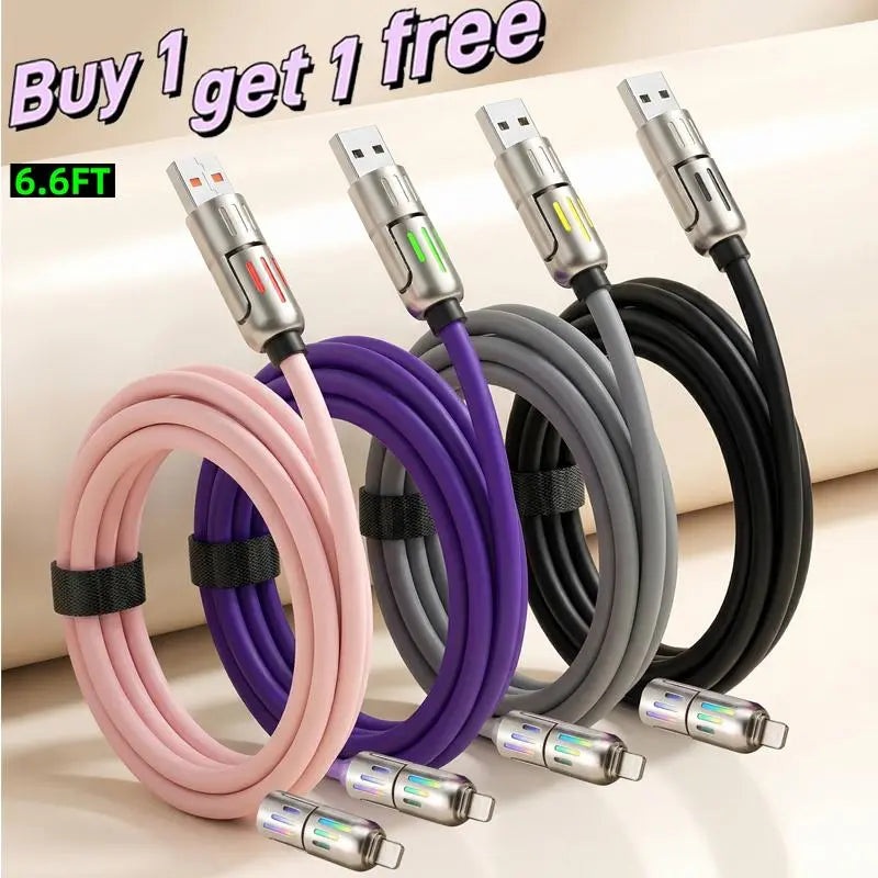 FlexLink 4-in-1 Fast Charging Cable – 6.6FT USB-C Multi-Connector Cord
