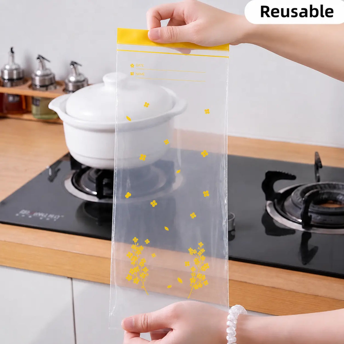 FreshLock Reusable Food Storage Bags – Thick Double-Seal Airtight Pouches
