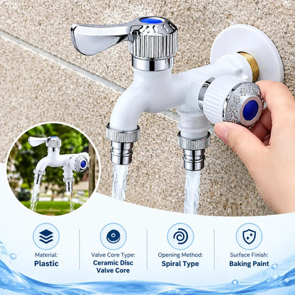 AquaSplit Dual Outlet Faucet – 1-in-2 Water Valve for Washer & Dishwasher