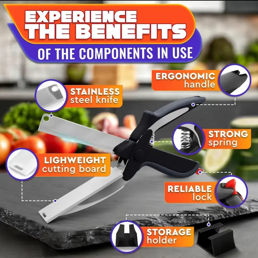 ChopMate 2-in-1 Kitchen Scissors – Built-In Cutting Board Food Prep Tool
