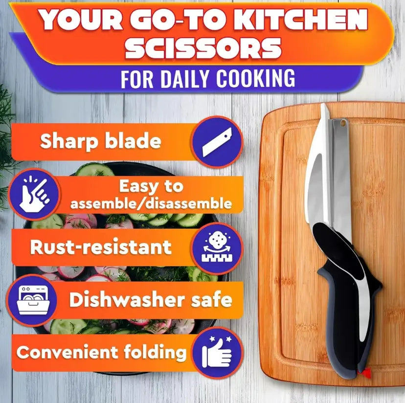 ChopMate 2-in-1 Kitchen Scissors – Built-In Cutting Board Food Prep Tool