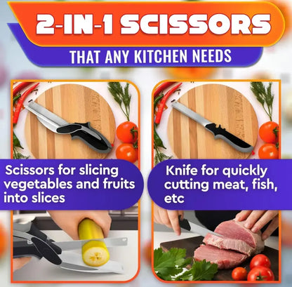 ChopMate 2-in-1 Kitchen Scissors – Built-In Cutting Board Food Prep Tool