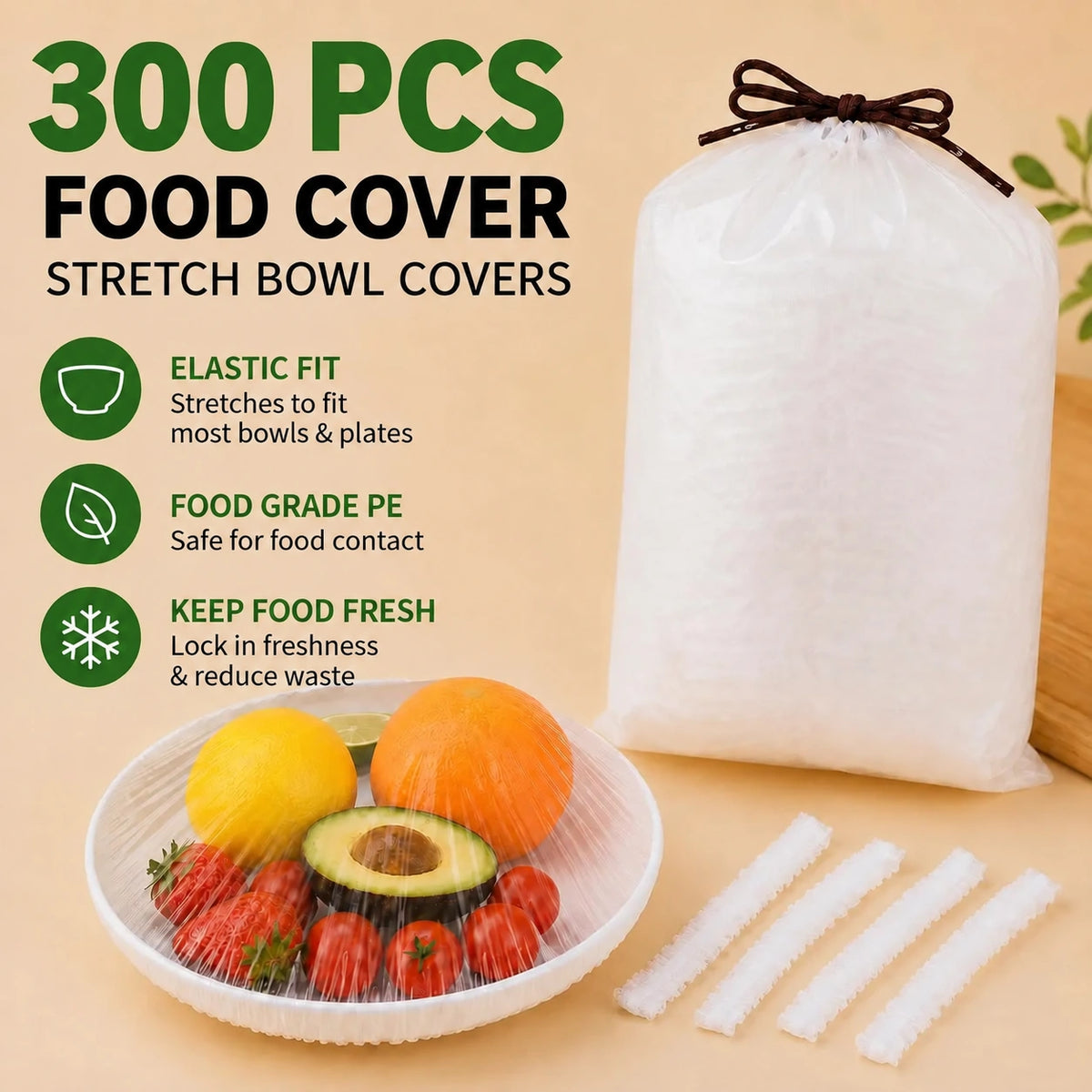 SealEase 100-Pack Elastic Food Covers – Disposable Stretch Lids for Bowls & Containers