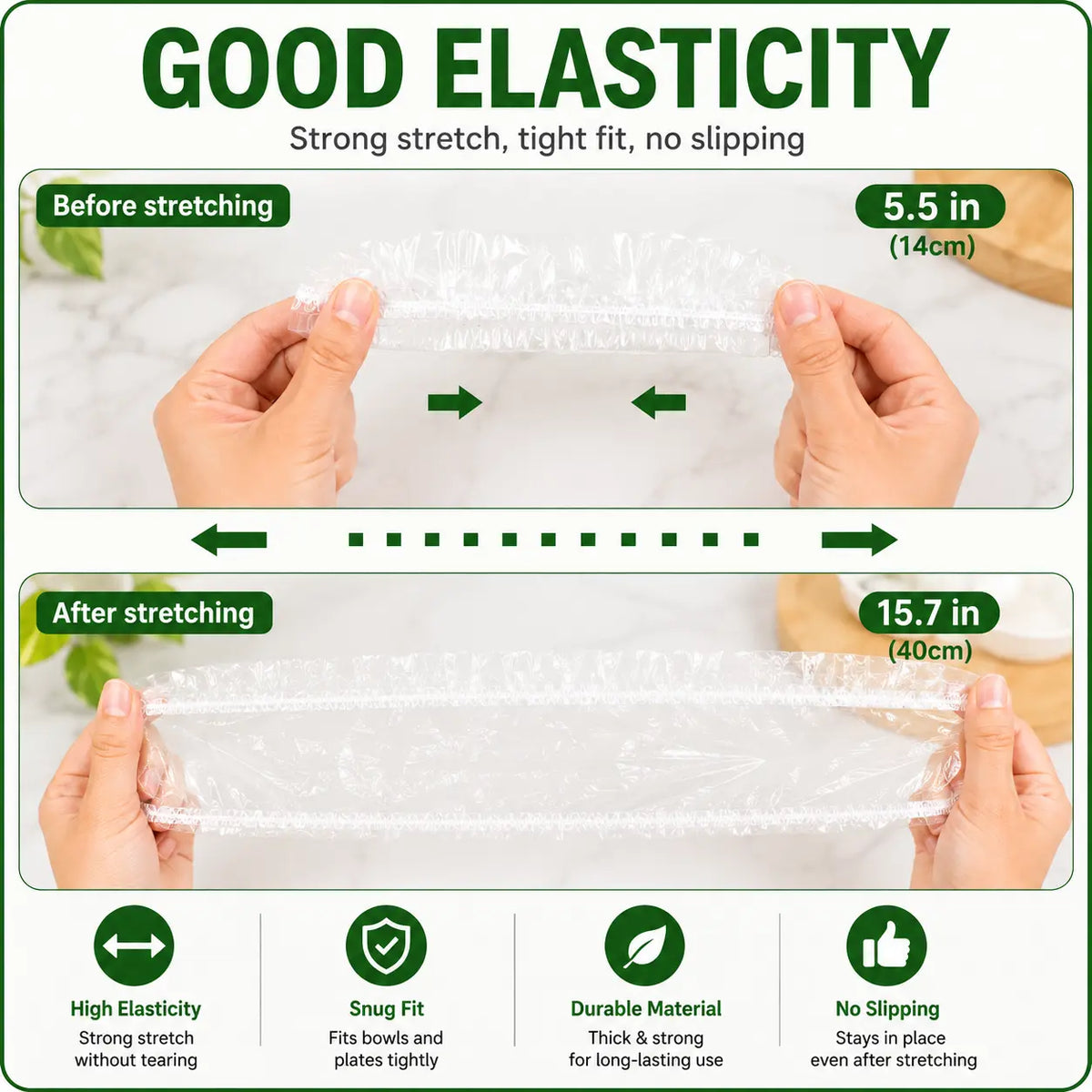 SealEase 100-Pack Elastic Food Covers – Disposable Stretch Lids for Bowls & Containers