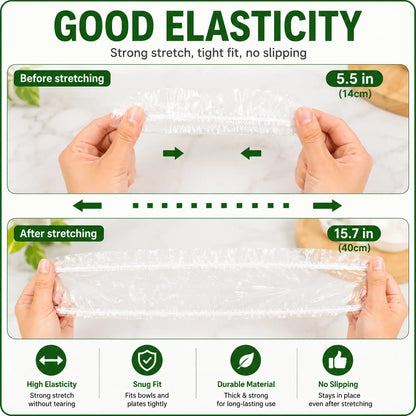 SealEase 100-Pack Elastic Food Covers – Disposable Stretch Lids for Bowls & Containers