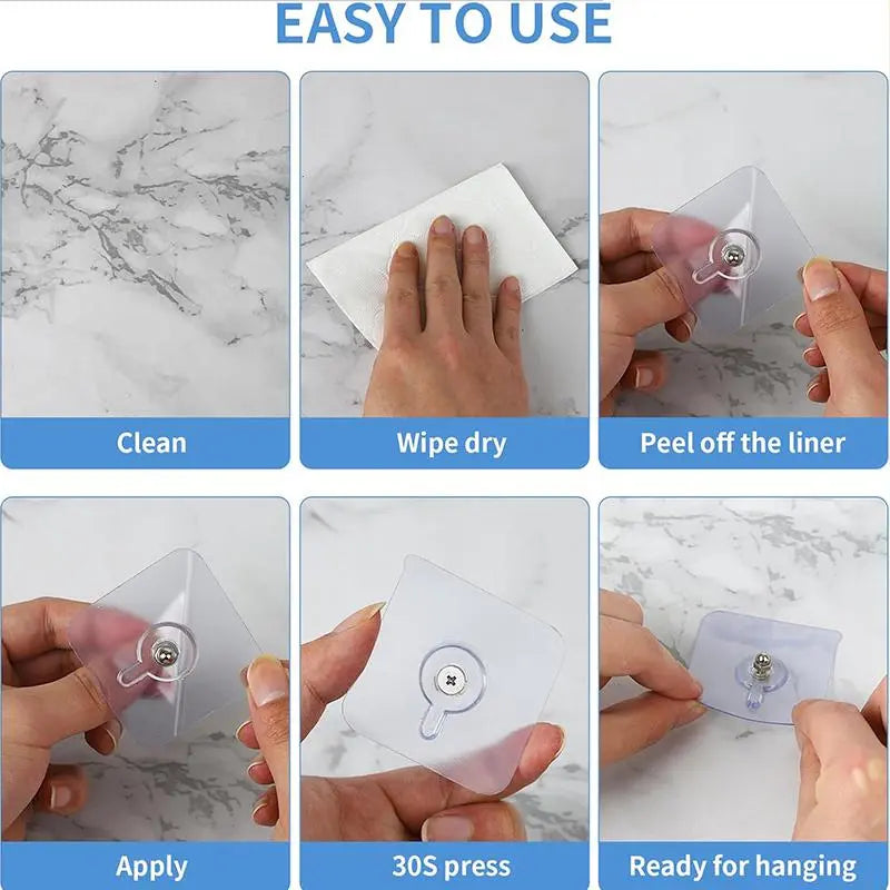 ClearHook 20-Pack Self-Adhesive Wall Hooks – Acrylic Organizer for Photos, Keys & Jewelry