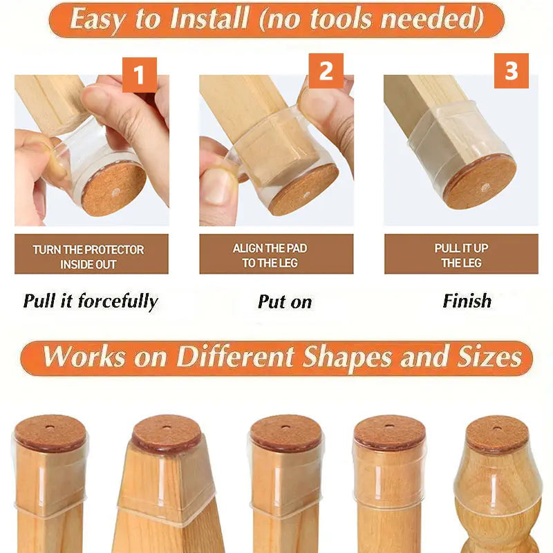 FloorGuard Universal Chair Leg Protectors – Heavy-Duty Covers for Hardwood & Tile