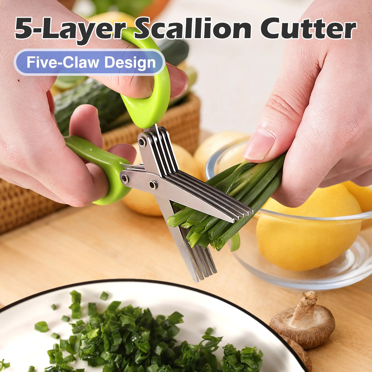 HerbMate 5-Blade Kitchen Scissors – Stainless Steel Herb & Coriander Shears
